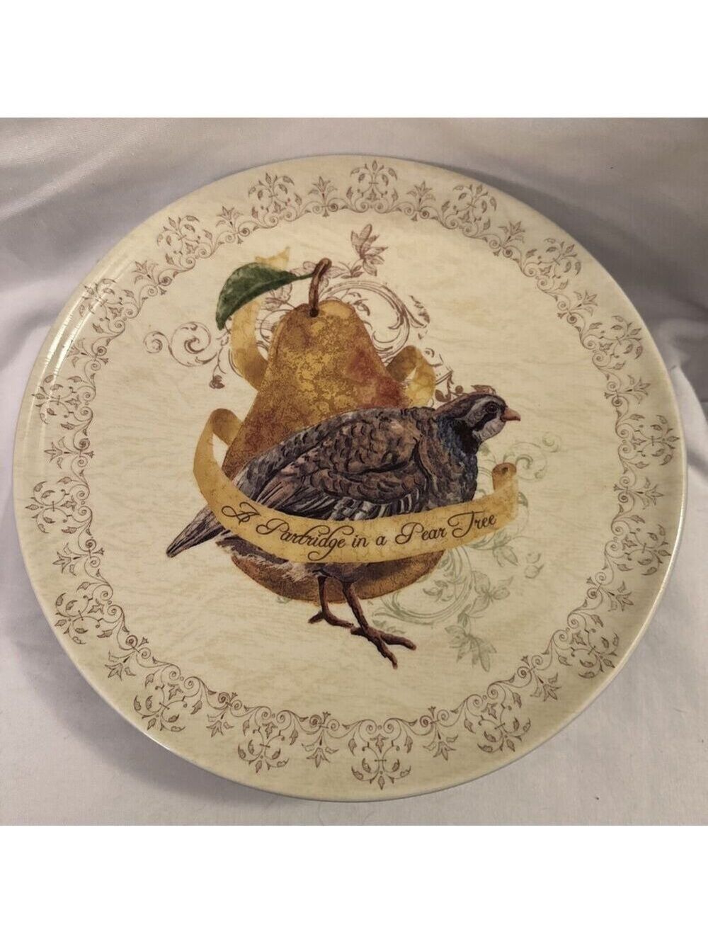 Noble Excellence "12 Days of Christmas" Pedestal Footed Cake Plate Used